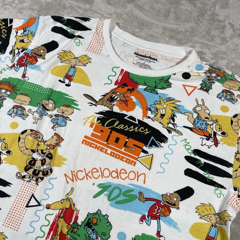 Nickelodeon The Classics 90s‎ Hey Arnold Rugrats Graphic Print Men's L T-Shirt